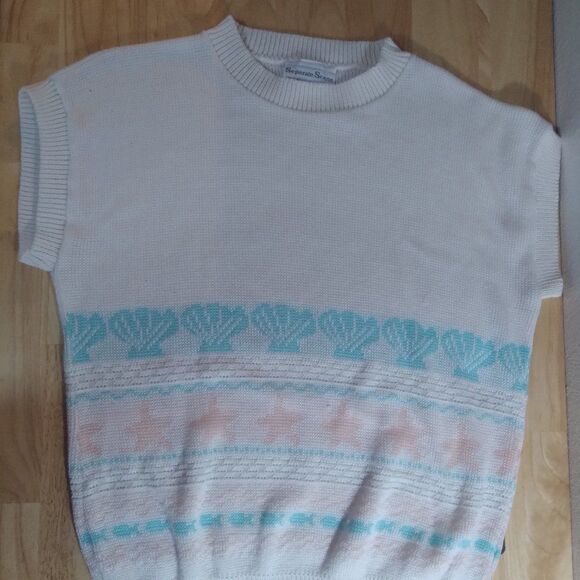 Vintage Separate Scene Ocean Pattern Sweater Vest - Picture 1 of 7